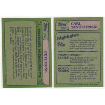 1982 Topps Pete Rose #337 + Carl Yastrzemski #651 Card Pair 