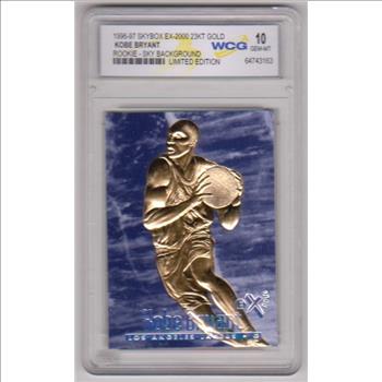 Rookie Graded Gem Mint 10 - Kobe Bryant 1996-97 Skybox EX-2000 Sky Background 23 Kt Gold Card