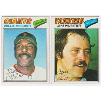 1977 Topps Willie McCovey #547 + Jim Catfish Hunter #280 Card Pair - HOF'ers