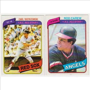 1980 Topps Carl Yastrzemski #720 + Rod Carew #700 Card Pair
