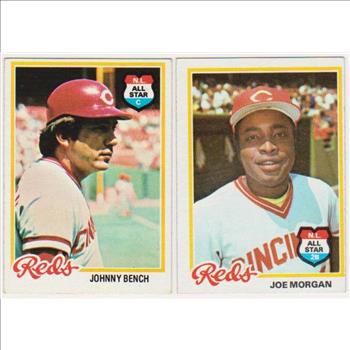 1978 Topps Johnny Bench #700 + Joe Morgan #300 Card Pair - HOF'ers