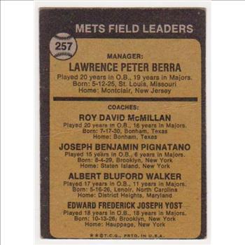 1973 Topps Yogi Berra #257 Card - HOF'er