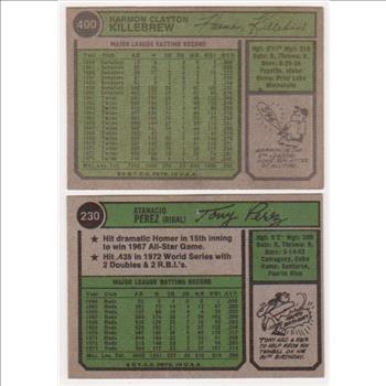 1974 Topps Harmon Killebrew #400 + Tony Perez #230 Card Pair - HOF'ers