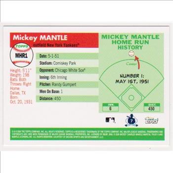 Mickey Mantle '55 Topps Style HR #1 2006 Topps #MHR1 Insert Card
