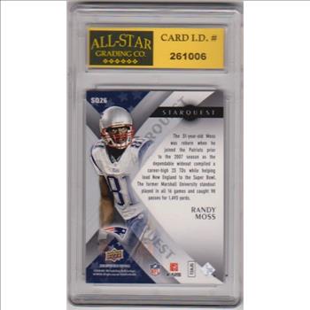 Graded 10 - Randy Moss 2008 Upper Deck Starquest #SQ26 Insert Card
