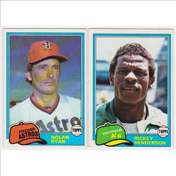 1981 Topps Nolan Ryan #240 + Rickey Henderson #261 Card Pair