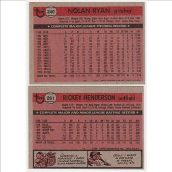 1981 Topps Nolan Ryan #240 + Rickey Henderson #261 Card Pair