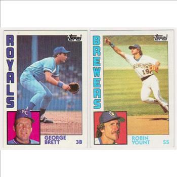 1984 Topps George Brett #500 + Robin Yount #10 Card Pair