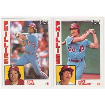 1984 Topps Pete Rose #300 + Mike Schmidt #700 Card Pair