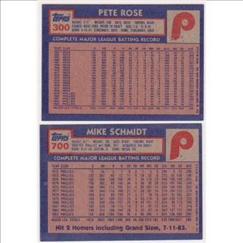 1984 Topps Pete Rose #300 + Mike Schmidt #700 Card Pair
