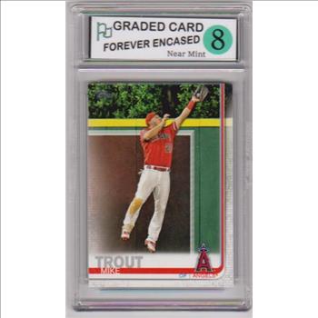 Graded Near Mint 8 - Mike Trout 2019 Topps #100 Card