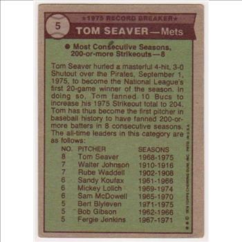 1976 Topps Tom Seaver #5 Card - HOF'er