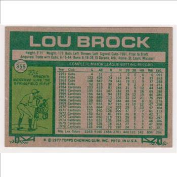 1977 Topps Lou Brock #355 Card - HOF'er