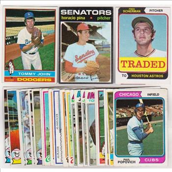 25 Different 1970's Topps Baseball Cards (1971-1979) w/ Tommy John + More