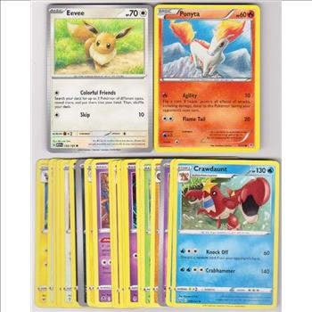 25 Different Pokemon Trading Cards w/ Eevee + More