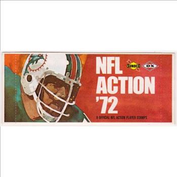 Sealed 1972 NFL Action '72 Sunoco Pack With 9 Player Stamps Inside