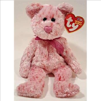 2002 Ty Beanie Baby Smitten The Pink Heart Nose Bear - New With Tags