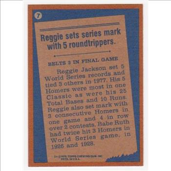 1978 Topps Reggie Jackson #7 Card - HOF'er