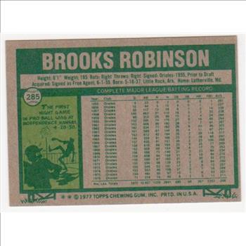 1977 Topps Brooks Robinson #285 Card - HOF'er
