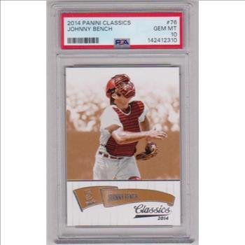 Graded PSA Gem Mint 10 - Johnny Bench 2014 Panini Classics #76 Card