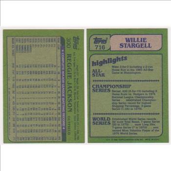 1982 Topps Reggie Jackson #300 + Willie Stargell #716 Card Pair 