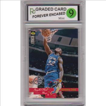 Labeled Mint 9 - Shaquille O'Neal 1995-96 Collector's Choice Players Club #202 Insert Card