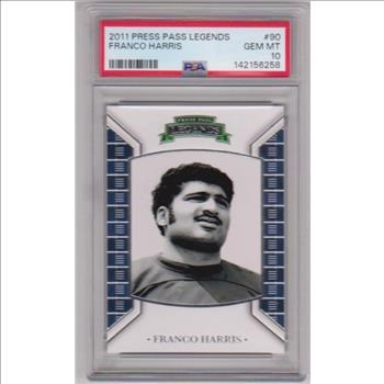 Graded PSA Gem Mint 10 - Franco Harris 2011 Press Pass Legends #90 Card