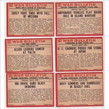 6 Different 1965 PCGC World War II Trading Cards - Nice Lot