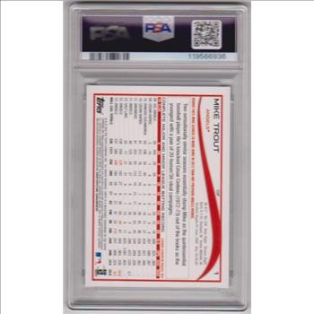 Graded PSA Mint 9 - Mike Trout 2014 Topps No Sparkle On Cleat #1 Card