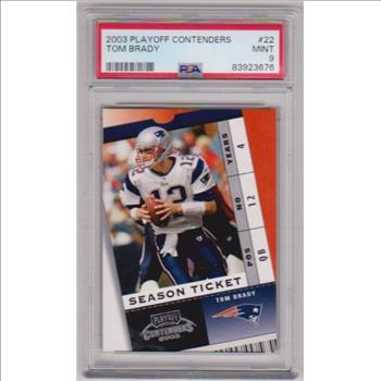 Graded PSA Mint 9 - Tom Brady 2003 Playoff Contenders #22 Card