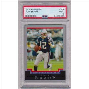 Graded PSA Mint 9 - Tom Brady 2004 Bowman #106 Card