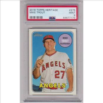 Graded PSA Mint 9 - Mike Trout 2018 Topps Heritage #275 Card