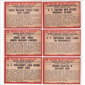 6 Different 1965 PCGC World War II Trading Cards - Nice Lot