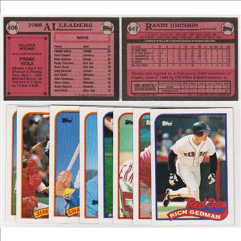 ERROR LOT - 10 Different 1989 Topps Baseball Wrong Back Errors - Randy Johnson Rookie Back & More
