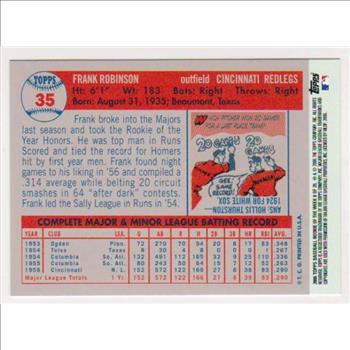 Frank Robinson 1957 Topps #35 Rookie Commemorative Card - 2006 Topps #8 Rookie Of The Week Card