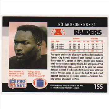 Wrong Front Error - Bo Jackson 1990 Pro Set Football Card