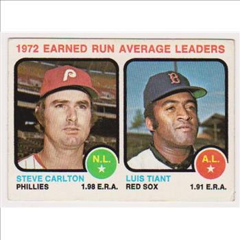 1973 Topps Steve Carlton + Luis Tiant #65 Card 