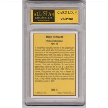 Graded 10 - Mike Schmidt 1986 Donruss Highlights #4 Card