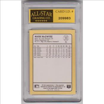 Graded 8 - Mark McGwire 1988 Donruss Baseball's Best #169 Card