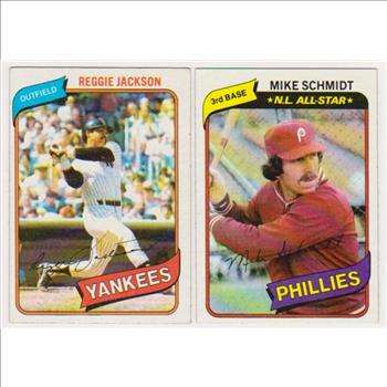 1980 Topps Reggie Jackson #600 + Mike Schmidt #270 Card Pair