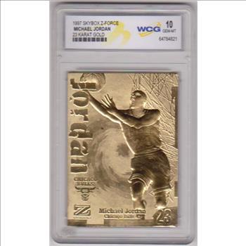 Graded Gem Mint 10 - Michael Jordan 1997 Skybox Z-Force 23 Kt Gold Card