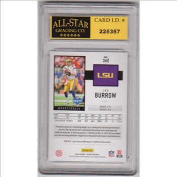 Rookie Graded 9 - Joe Burrow 2020 Score #360 Card