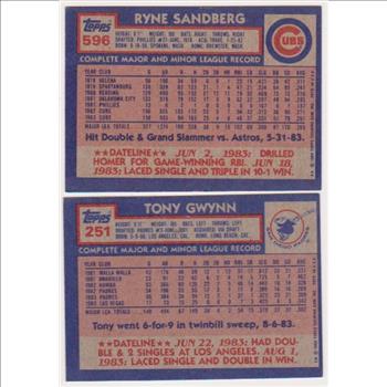 1984 Topps Ryne Sandberg #596 + Tony Gwynn #251 Card Pair