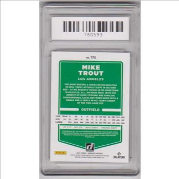 Graded Mint 9 - Mike Trout 2021 Donruss #170 Card