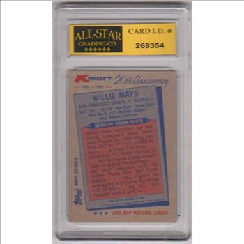 Graded 10 - Willie Mays 1982 Topps KMart 20th Anniversary #8 Card
