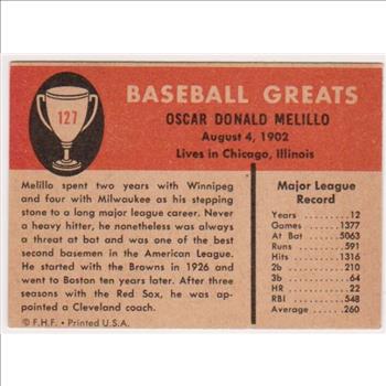 1961 Fleer Oscar Melillo #127 Card