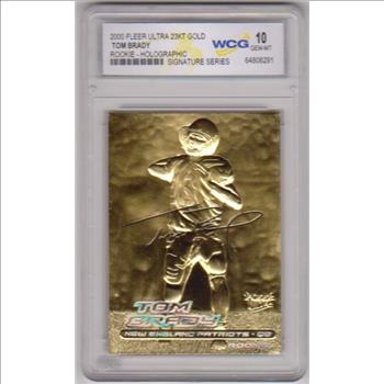 Rookie Graded Gem Mint 10 - Tom Brady 2000 Fleer Ultra Holographic 23 Kt Gold Card