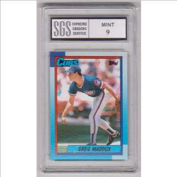 Graded Mint 9 - Greg Maddux 1990 Topps #715 Card