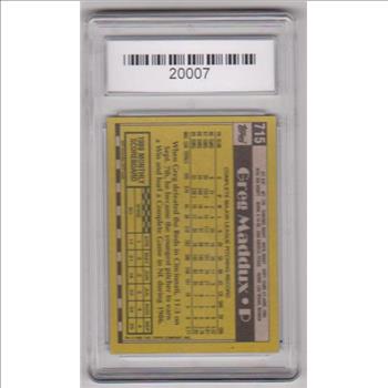Graded Mint 9 - Greg Maddux 1990 Topps #715 Card