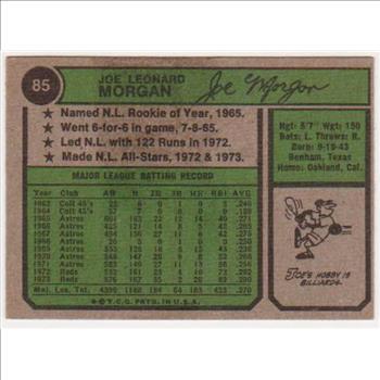 1974 Topps Joe Morgan #85 Card - HOF'er